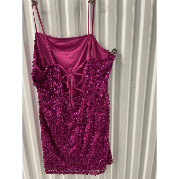 Wild Fable Women’s Tank Lined Sequin Dress Back tie up Side zipper Pink XXL - Picture 4 of 7